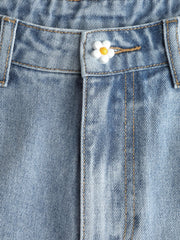 Solid Wave Trim Jean Shorts