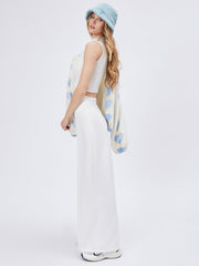 Solid High Waist Knitted Wide Leg Trousers