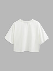 Cotton-blend Round Neckline Oversized Crop Top