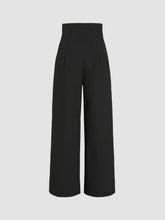 Solid High Waist Knitted Wide Leg Trousers