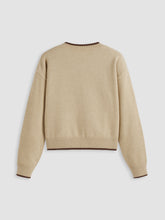 Round Neckline Graphic Bear Long Sleeve Sweater