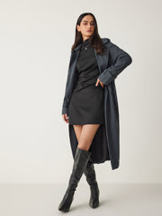 Turtleneck Sleeveless Ruched Mini Dress