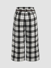 Houndstooth Mid Waist Belted Wide Leg Trousers Curve & Plus