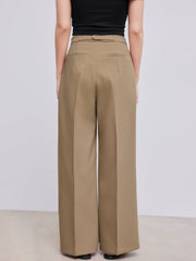 Belted Asymmetric Straight Leg Trousers