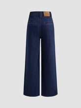 Denim High Waist Pleated Straight Leg Jeans