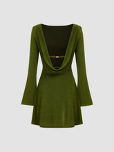 Boat Neck Solid Backless Mini Dress
