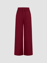 Petite Mid Rise Solid Drawstring Pocket Wide Leg Trousers