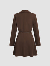 Notched Collar V-neck Mini Blazer Dress With Belt