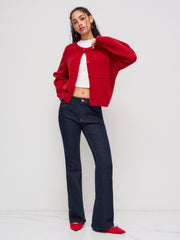 High Stretch Denim Low Rise Flared Jeans