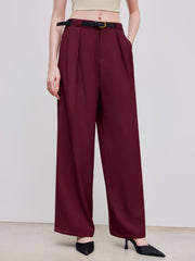 Belted Mid Rise Straight Leg Trouser