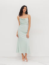Satin Square Neck Ruched Lace Maxi Dress