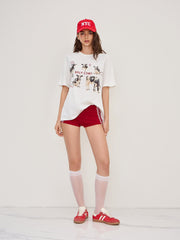 Round Neckline Holy Cow Graphic Oversized Tee