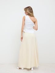 High Waist Solid Pleated Maxi Skirt