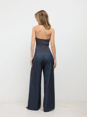 High Rise Pleated Wide Leg Trousers