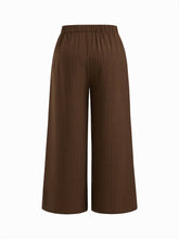 Mid Rise Texture Elastic Waist Straight Leg Trousers Curve & Plus
