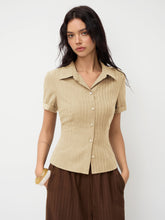 Polo Collar Texture Button Up Shirt