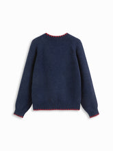 Knit Round Neck Contrasting Binding Oversized Long Sleeve Sweater