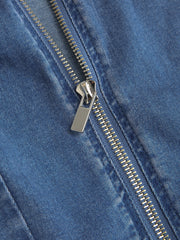 Denim Collar Flare Leg Jumpsuit