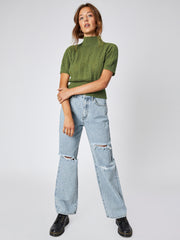 Wool-blend Texture High Neck Sweater