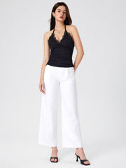 Halter Neckline Solid Backless Crop Top
