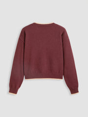 Round Neckline Graphic Bear Long Sleeve Sweater
