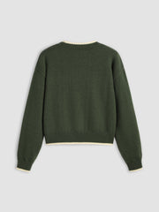 Round Neckline Graphic Bear Long Sleeve Sweater