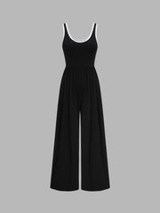 Contrasting Binding Pocket Wide Leg Jumpsuit