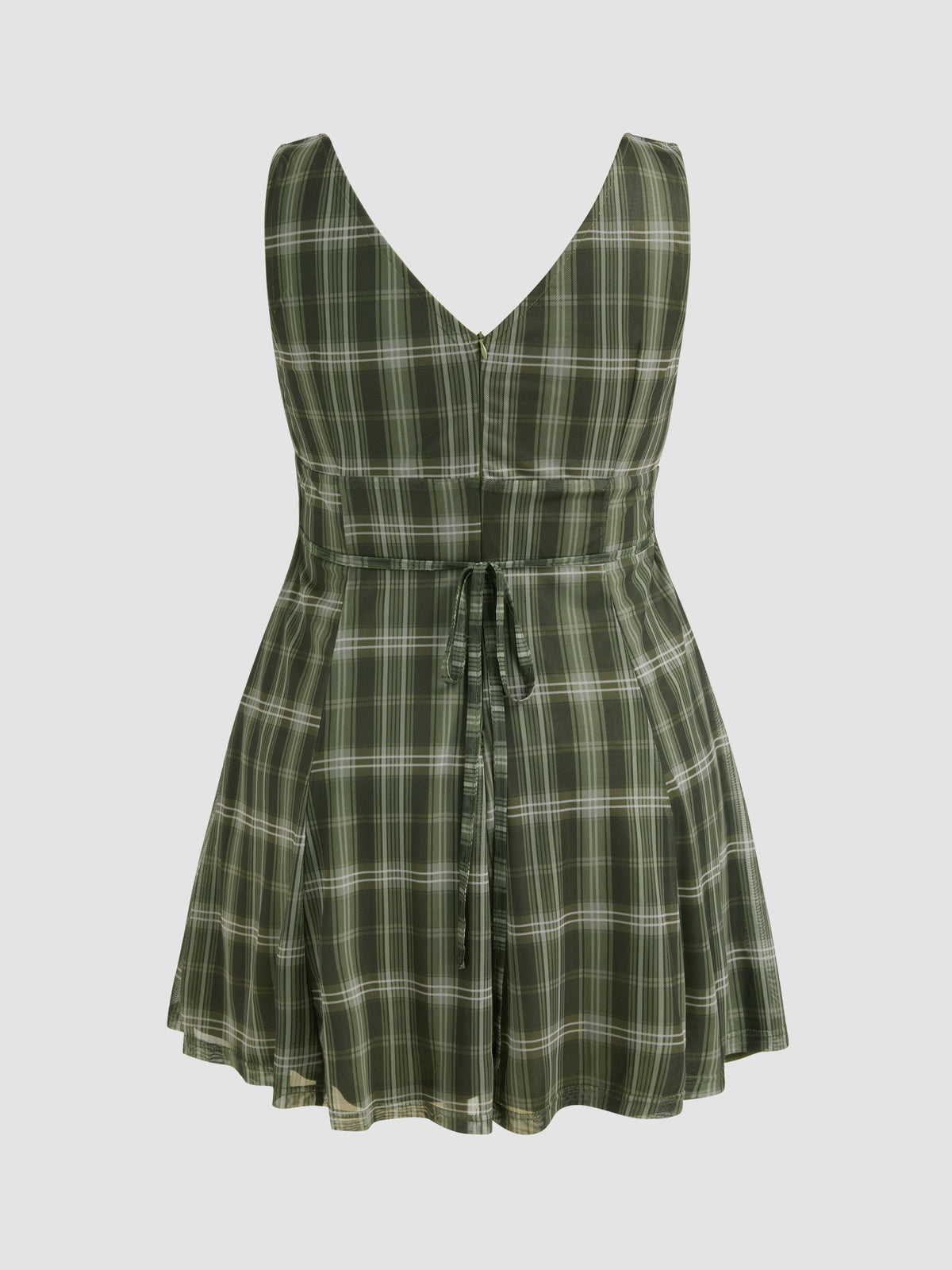 V-neck Check Mini Dress Curve & Plus