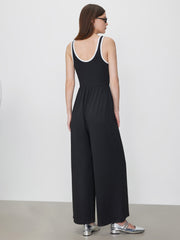 Contrasting Binding Pocket Wide Leg Jumpsuit