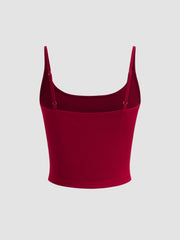 Cotton-blend Scoop Neckline Solid Adjustable Strap Cami Top