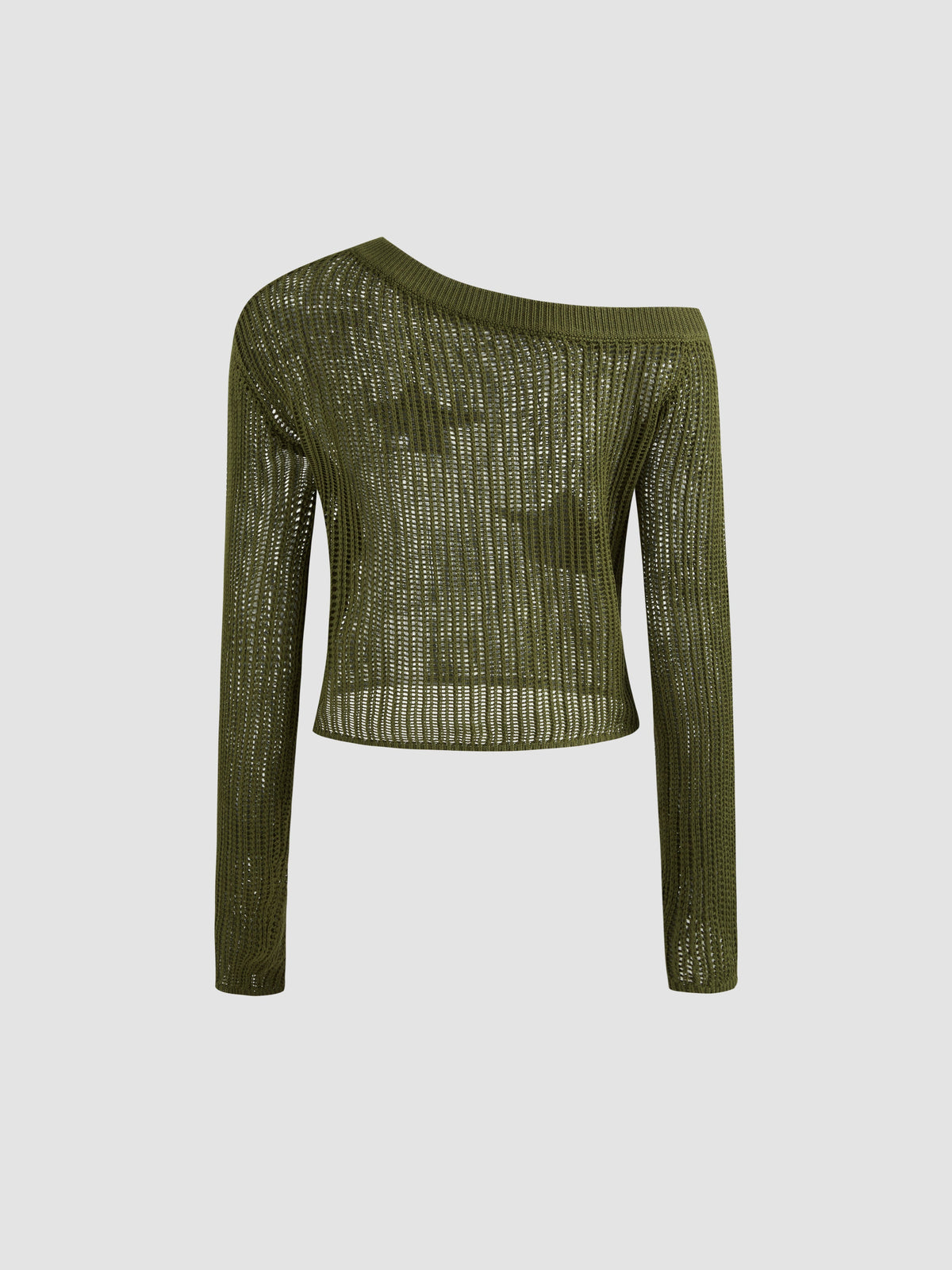 Asymmetrical Neck Star Knitted Long Sleeve Top