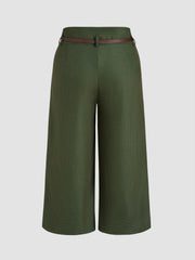 Houndstooth Mid Waist Belted Wide Leg Trousers Curve & Plus