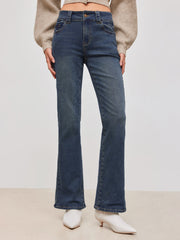High Stretch  Denim Low Rise Solid Pocket Bootcut Jeans