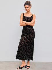 Square Neck Floral Ruched Maxi Dress