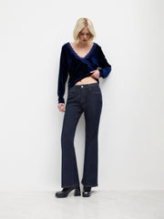 High Stretch  Denim Low Rise Flared Jeans