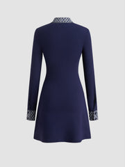 Cotton-blend Collar Tartan Contrasting Binding Mini Dress