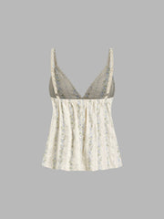 Cotton-blend V-neck Floral Cami Top