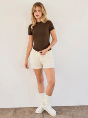 Round Neckline Knit Short Sleeve Top
