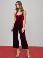 Velvet Retro Solid Jumpsuit