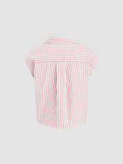 Cotton-blend Collar Stripe Twist Shirt