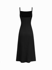 Square Neck Ruched Midi Slip Dress