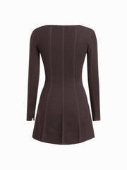 Knit Scoop Neckline Long Sleeve A-line Mini Dress