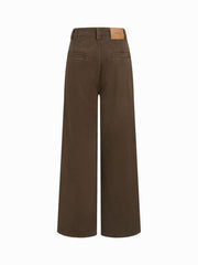Denim High Waist Pleated Straight Leg Jeans