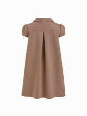 Peter Pan Collar Houndstooth Button Mini Dress